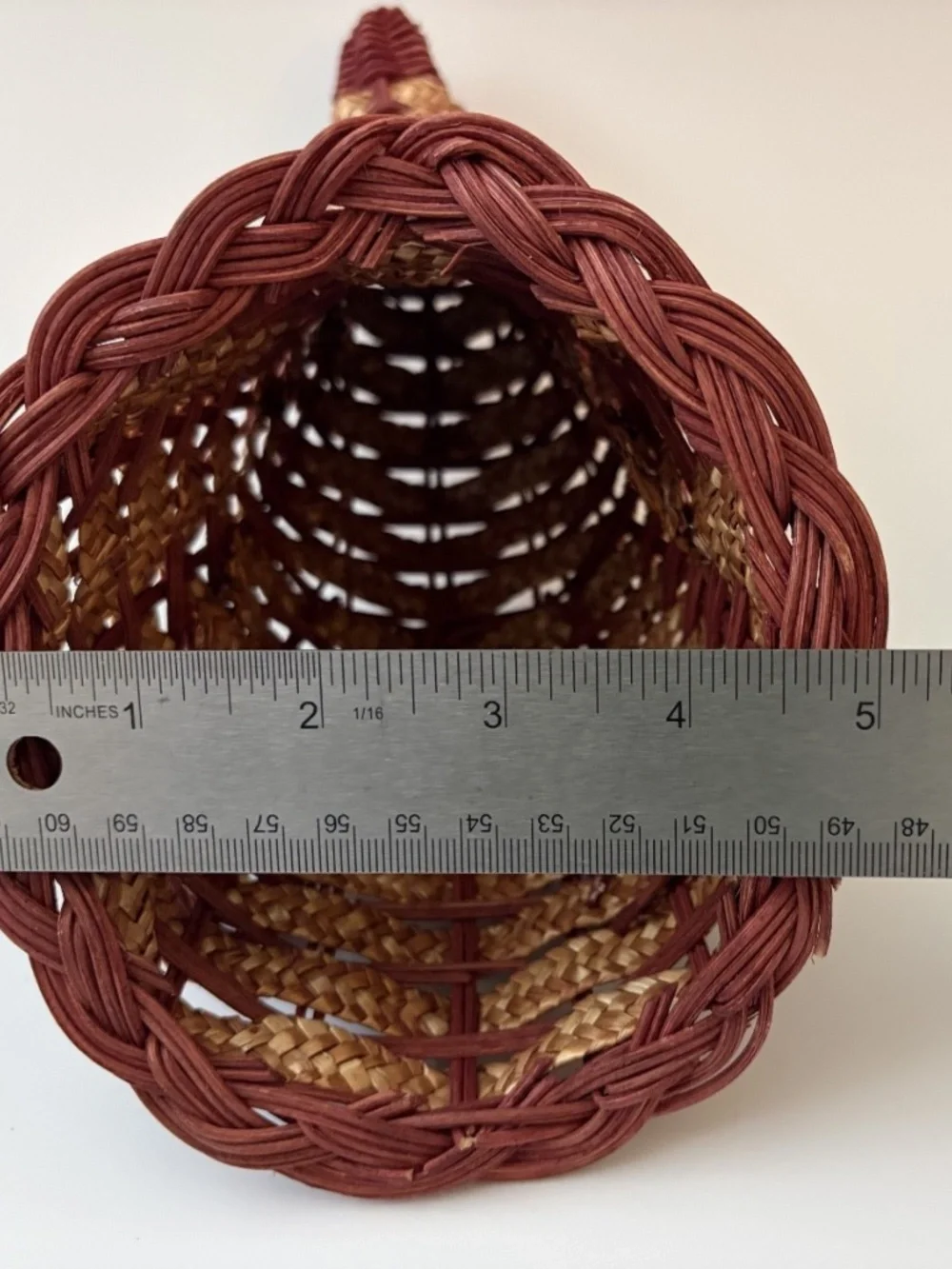 Woven Wicker Cornucopia Basket Fall Thanksgiving Horn of Plenty Centerpiece